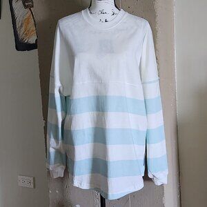 Spirit Jersey Oversized Long Sleeve Colorblock Crewneck Striped Tee NWOT